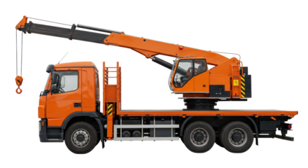 Isolated Orange Crane Truck with Hook