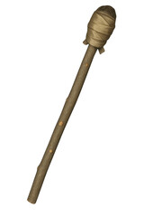 Fantasy Torch Stick with Glowing Flame Head – Medieval Survival Equipment Isolated on Dark Background