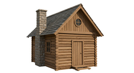 Isolated Log Cabin Rustic Wooden House Architecture