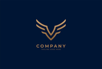 Initial V Wing Logo, minimalist letter V with Wing design logo, vector illustration