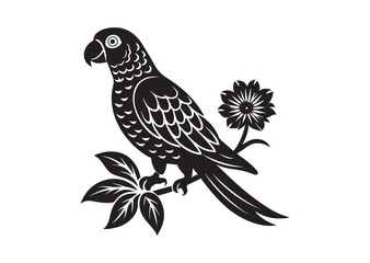 Obraz premium Parrot With Flower Silhouette Vector