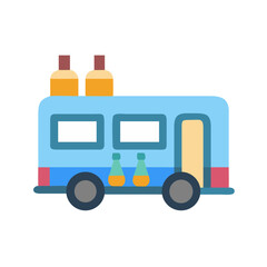 Alcohol Bus Trailer Bar Icon Design


