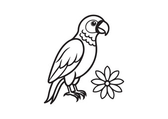 Obraz premium Parrot With Flower Silhouette Vector
