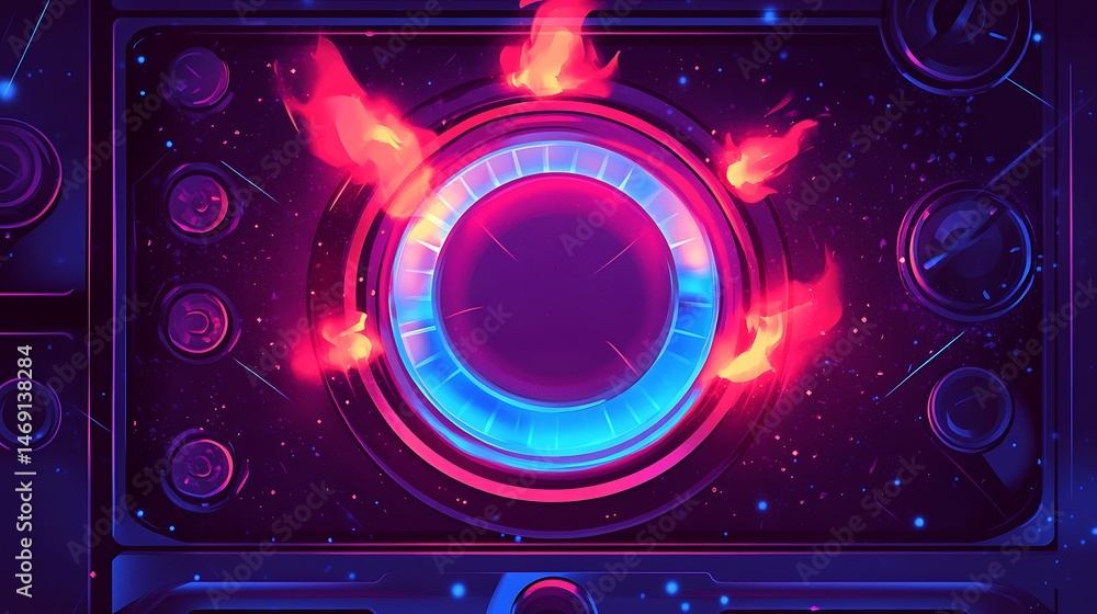 Poster flaming scifi control panel.