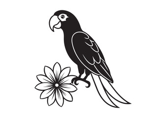 Obraz premium Parrot With Flower Silhouette Vector