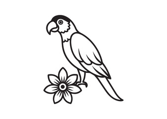 Parrot With Flower Silhouette Vector