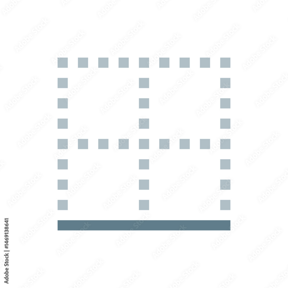 Poster illustration of a grid pattern with light gray squares and a dark gray horizontal line at the bottom