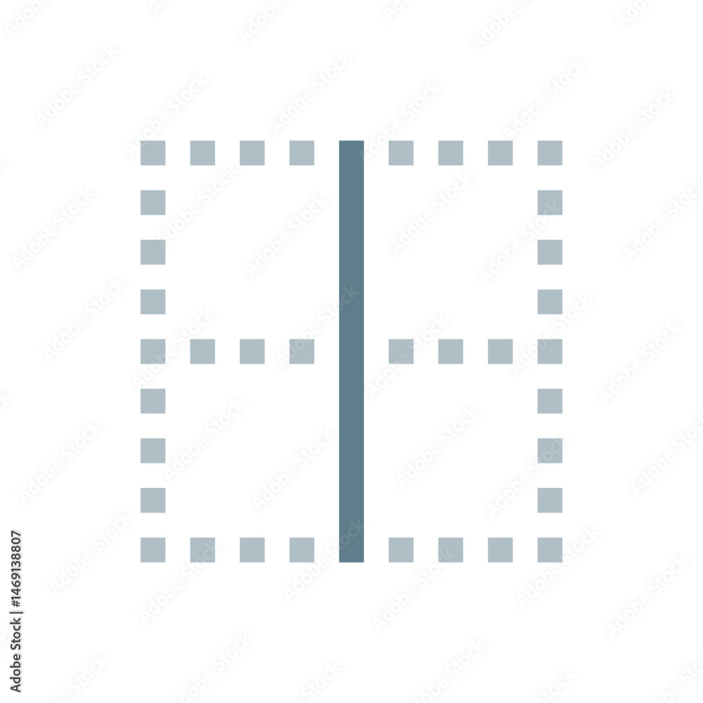 Aufkleber illustration of a vertical bar dividing a grid of squares into two symmetrical sections on a white b