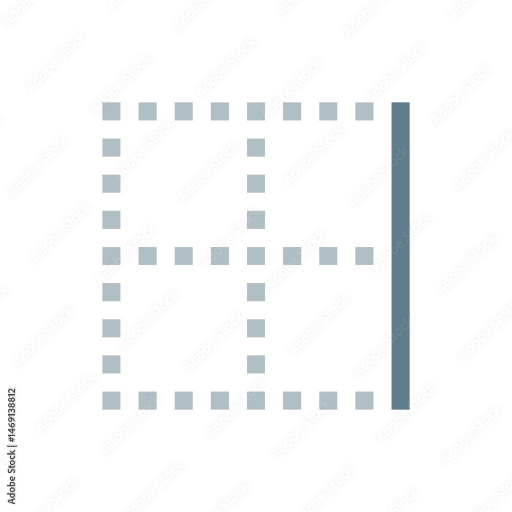 Poster light gray grid pattern with square shapes and a vertical gray bar on the right side of the image ar