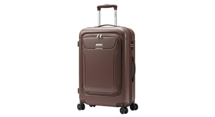 Isolated Stylish Brown Suitcase with Wheels