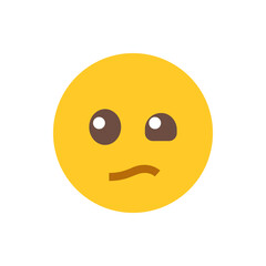 A yellow circular emoji with brown eyes and a slightly furrowed brow expressing uncertainty or confusion