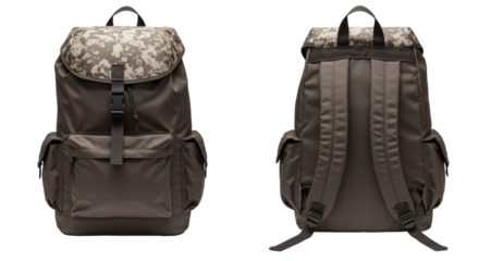 Isolated Back to Back Backpacks with Camo Accents