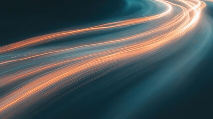 Abstract Light Trails Swirling Curves Teal Background