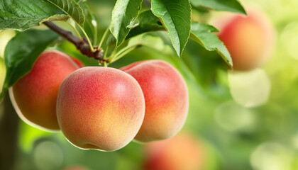 Obraz premium Delicious ripe apricots on tree outdoors closeup