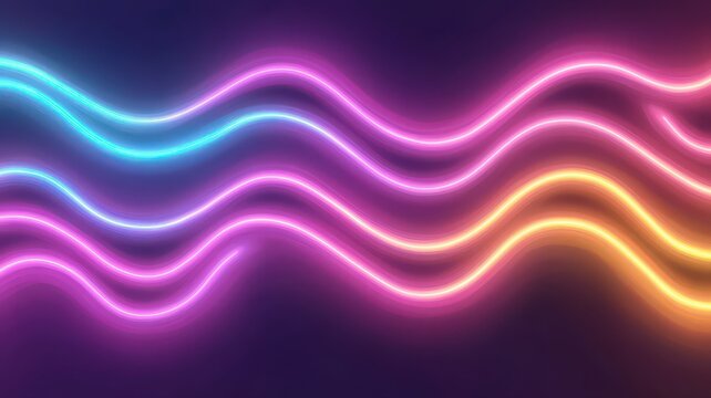 Abstract Neon Wavy Lines Background - Powered by Adobe