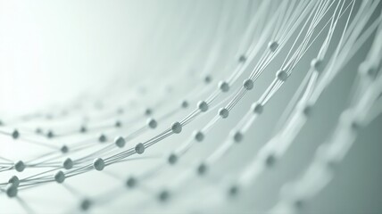 Abstract Network Structure: Interconnected Nodes and Lines in Light Grey