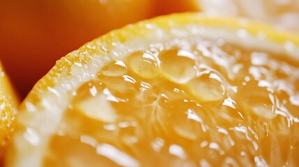 Macro Image Showcasing the Juicy Texture and Vibrant Color of an Orange