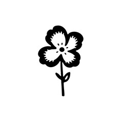 Stylized floral illustration with bold outline, isolated on a white canvas