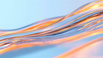 Abstract Orange and Blue Glowing Wave of Connected Points