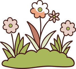 Floral vector illustration of spring flowers blossoms with leaf design