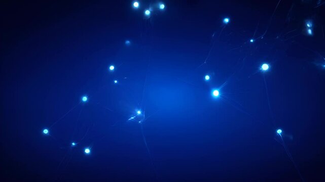 Seamless looping animation of trigonal lines dynamically connecting glowing dots