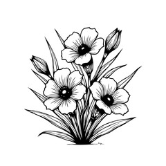 Delicate floral bouquet with expressive lines and contrasting textures