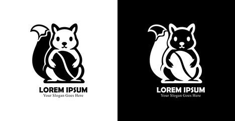 Logo design in the form of a squirrel holding a large coffee bean © Yohanes