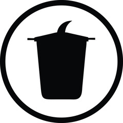 Trash can icon vector art illustrates a metal waste container symbol for design