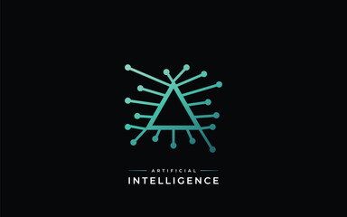 Abstract Triangle Artificial Intelligence Logo Design Illustration