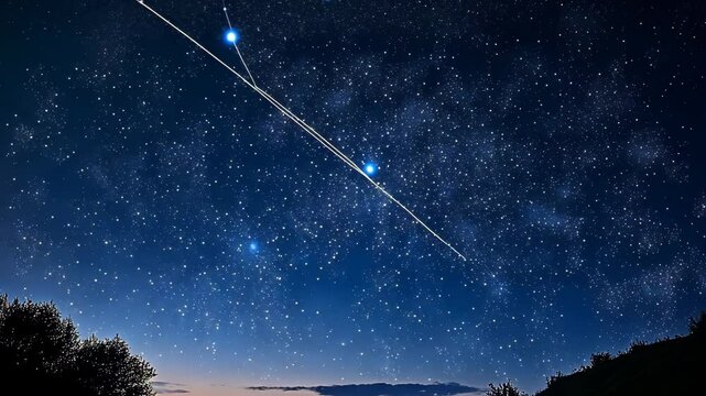 A whimsical starry sky with constellations forming abstract patterns.