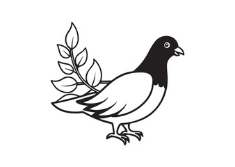 Obraz premium Dove with Branch Silhouette Vector