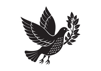 Obraz premium Dove with Branch Silhouette Vector