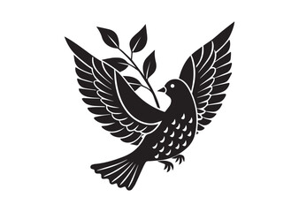 Fototapeta premium Dove with Branch Silhouette Vector