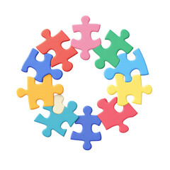 Obraz premium Puzzle Pieces Arranged in a Circular Pattern on White Isolated on transparent background