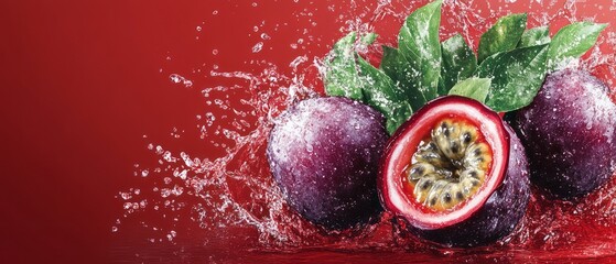 Fresh passion fruit bursting with vibrant juice.