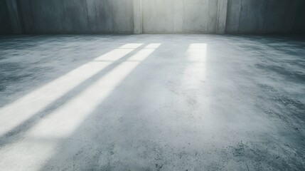 Bright and Minimalistic Interior with Concrete Floor and Soft Shadow Effects from Window Light