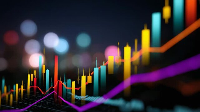 Vibrant financial growth chart illustrating market trends in a digital environment.