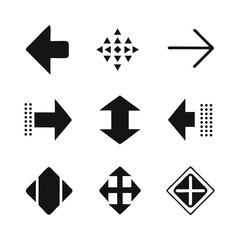 Best 9 Deferent Black Arrow icon Pack vector silhouette isolated on a transparent background