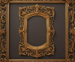 Intricate gold frame, retro scrollwork, elegant royal details, scroll, luxury