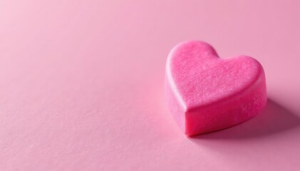 Obraz premium Close-up of a single candy heart, vibrant pink, slightly glossy surface, heart shape Sweet treat, confectionery , background, sugar