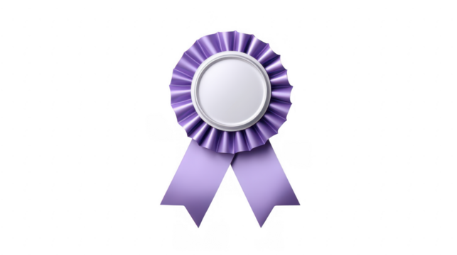 Lavender Purple Award Ribbon Rosette Badge with Blank Center for Winner Achievement Success Recognition