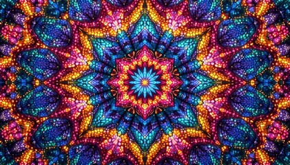 Intricate geometric pattern, vibrant colors, digital illustration , shapes, stylish, artwork