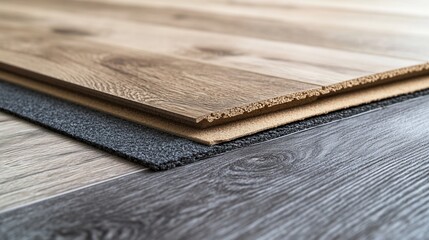 Cross-Section of Laminate Flooring Illustrating Construction Layers and Texture