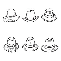 Elegant Summer Beach Hat Minimalist Line Drawing