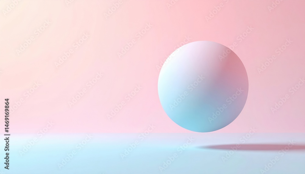 Poster floating sphere animation digital art abstract environment soft color palette minimalistic viewpoint