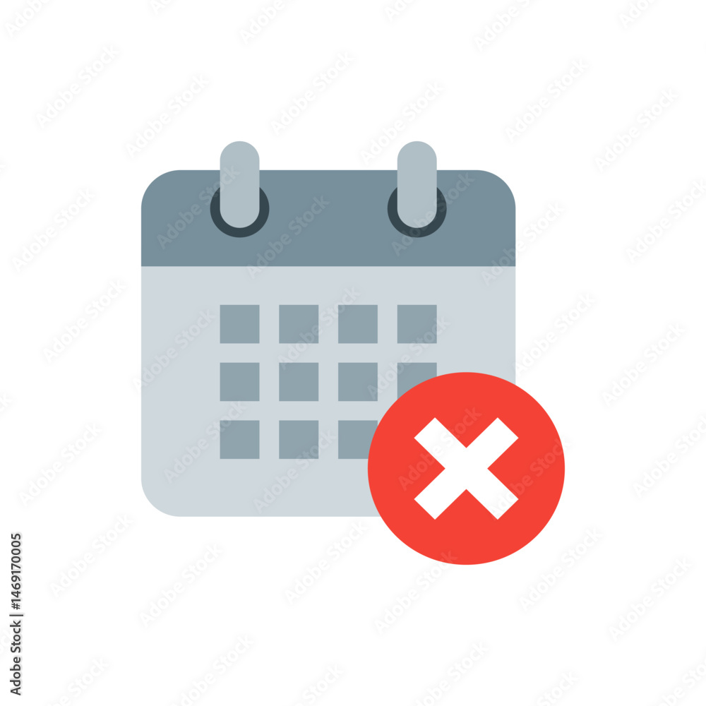 Aufkleber calendar icon with a red circle and white x symbol indicating cancellation or deletion of an event d