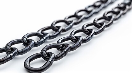 Obraz premium Closeup of dark metal chains on a white background