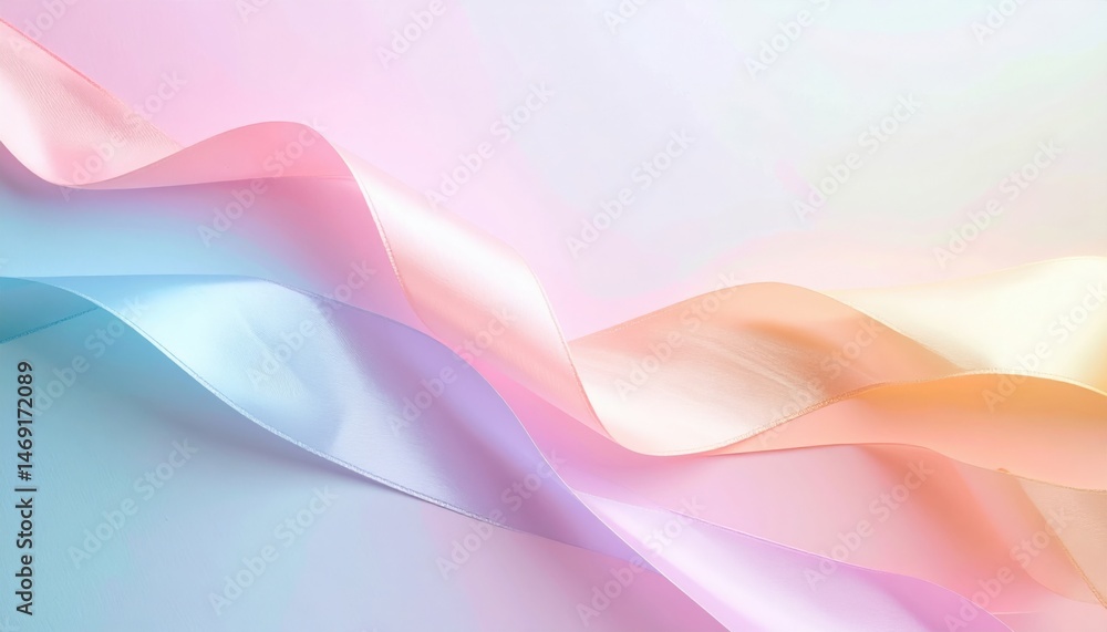 Aufkleber flowing abstract waves digital art soft color palette tranquil environment aerial view visual harmon