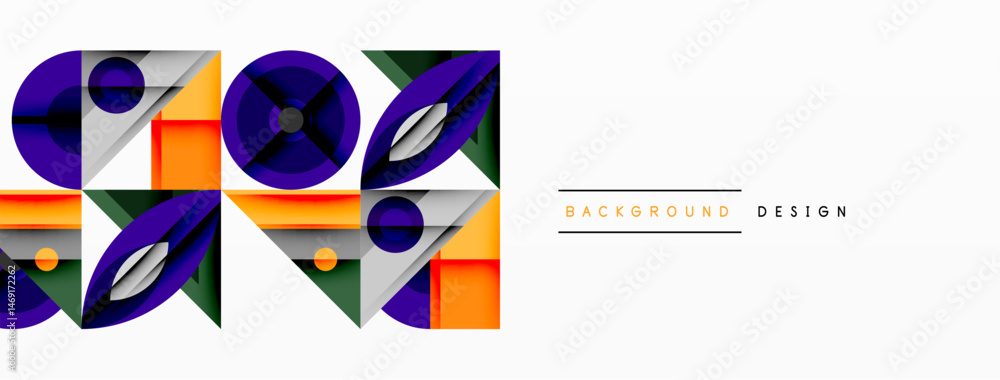 Aufkleber Abstract geometric pattern. Vivid colors, shapes overlap creating dynamic visual effect. Modern design element for backgrounds.