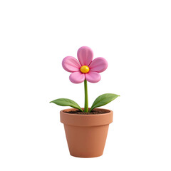 3D Pink Flower Pot Icon PNG Transparent Background Image Beautiful Flower Pot Vibrant 3D Flower Pot Design Icon